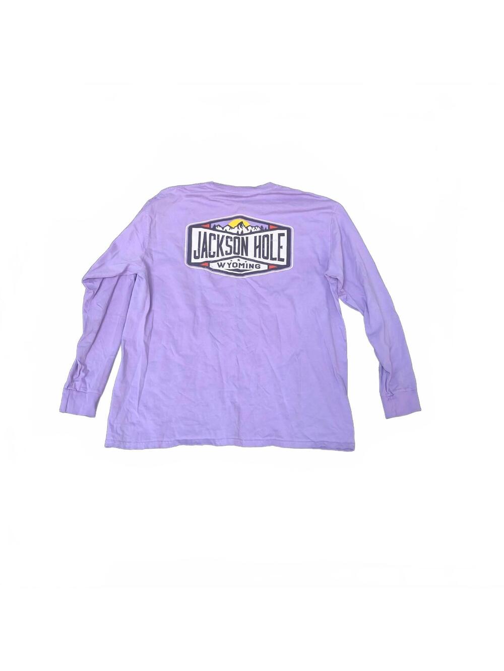 Techstyles Jackson Hole Wyoming Long Sleeve T-Shirt XL Lavender Cotton
